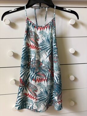 🌿 ROXY WOMENS SIZE SMALL TROPICAL PRINT OPEN BACK TANK TOP